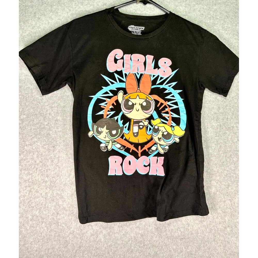 The Powerpuff Girls T-Shirt Girl Large Black Graphic Print Short Sleeve Pullover